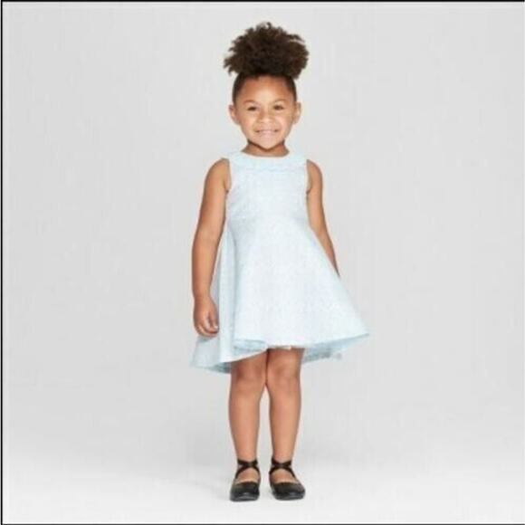 Oshkosh Toddler Girls Brocade A-Line Dress Blue/Silver 18 Months MSRP $24 - Picture 1 of 2